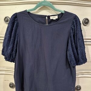 Elegant Navy Puff Sleeve Top